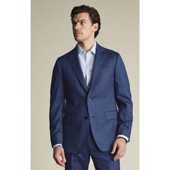 Charles Tyrwhitt Men's Navy Blue Super 110s 100% Wool Slim Fit Suit Coat38REUC